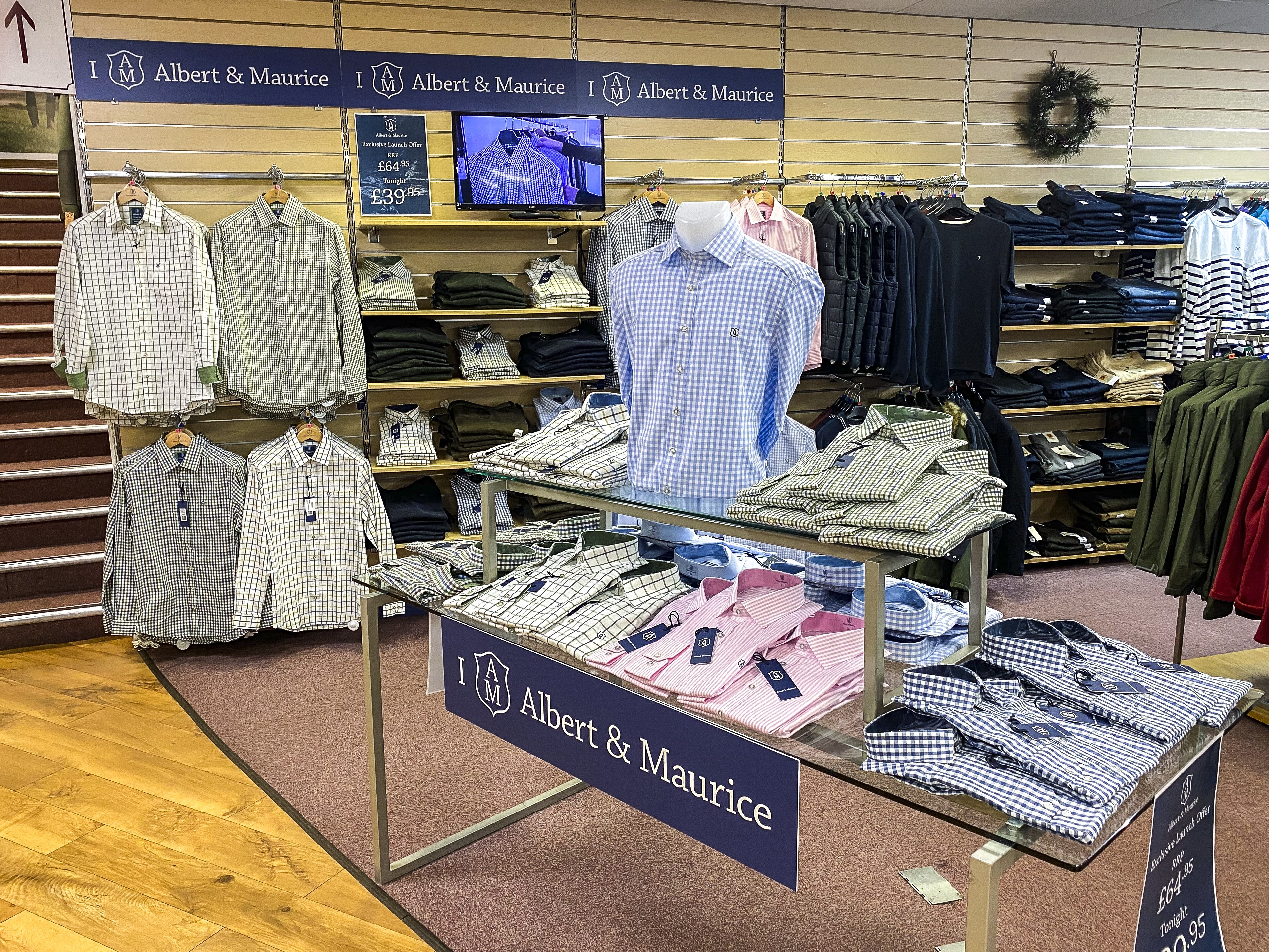 The shirts were displayed in Philip Morris & Son, our local stockist in Herefordshire